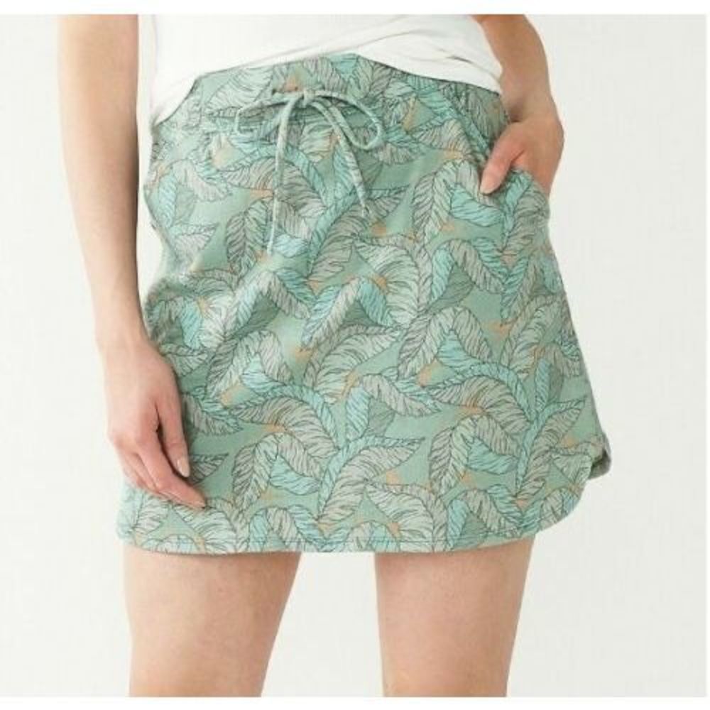 Nine West Women's Green Tropical Leaf Print Drawstring Mini Skirt Size XXL NWOT